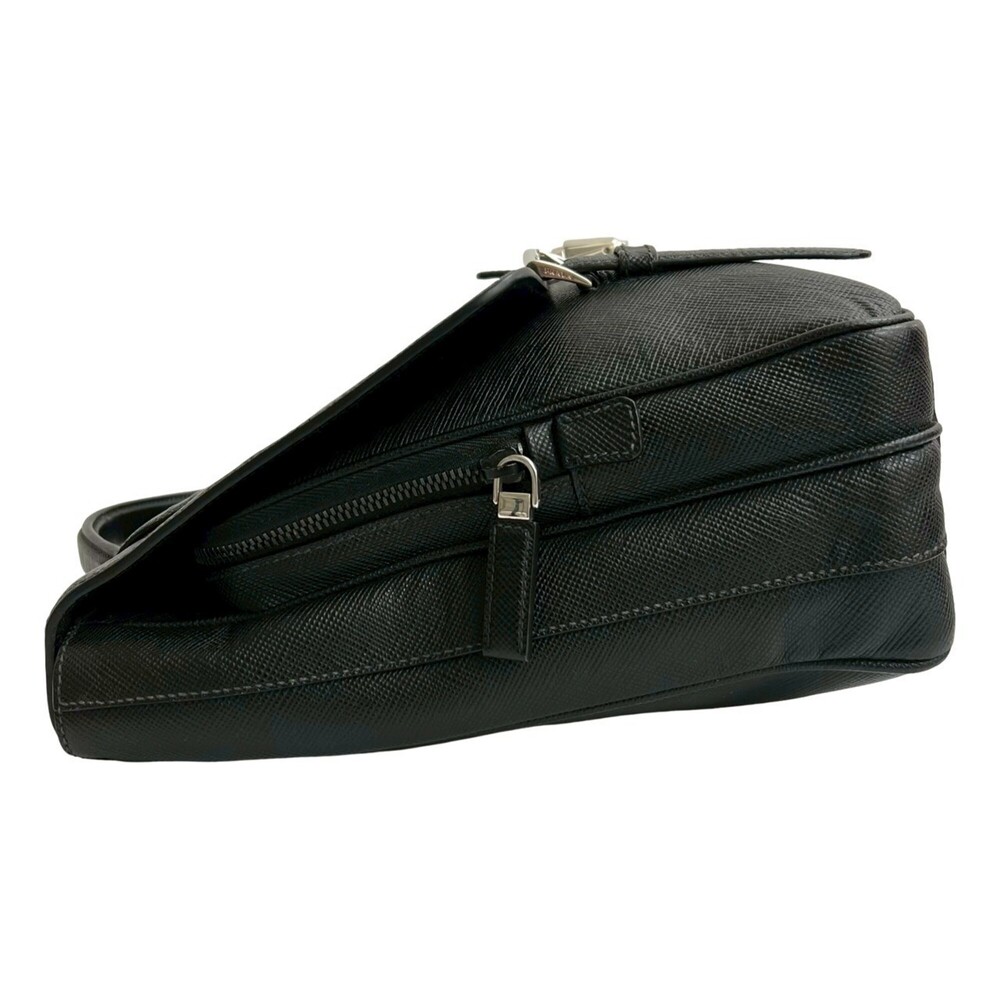 PRADA Black Leather Saffiano Shoulder Bag - Picture 5 of 10